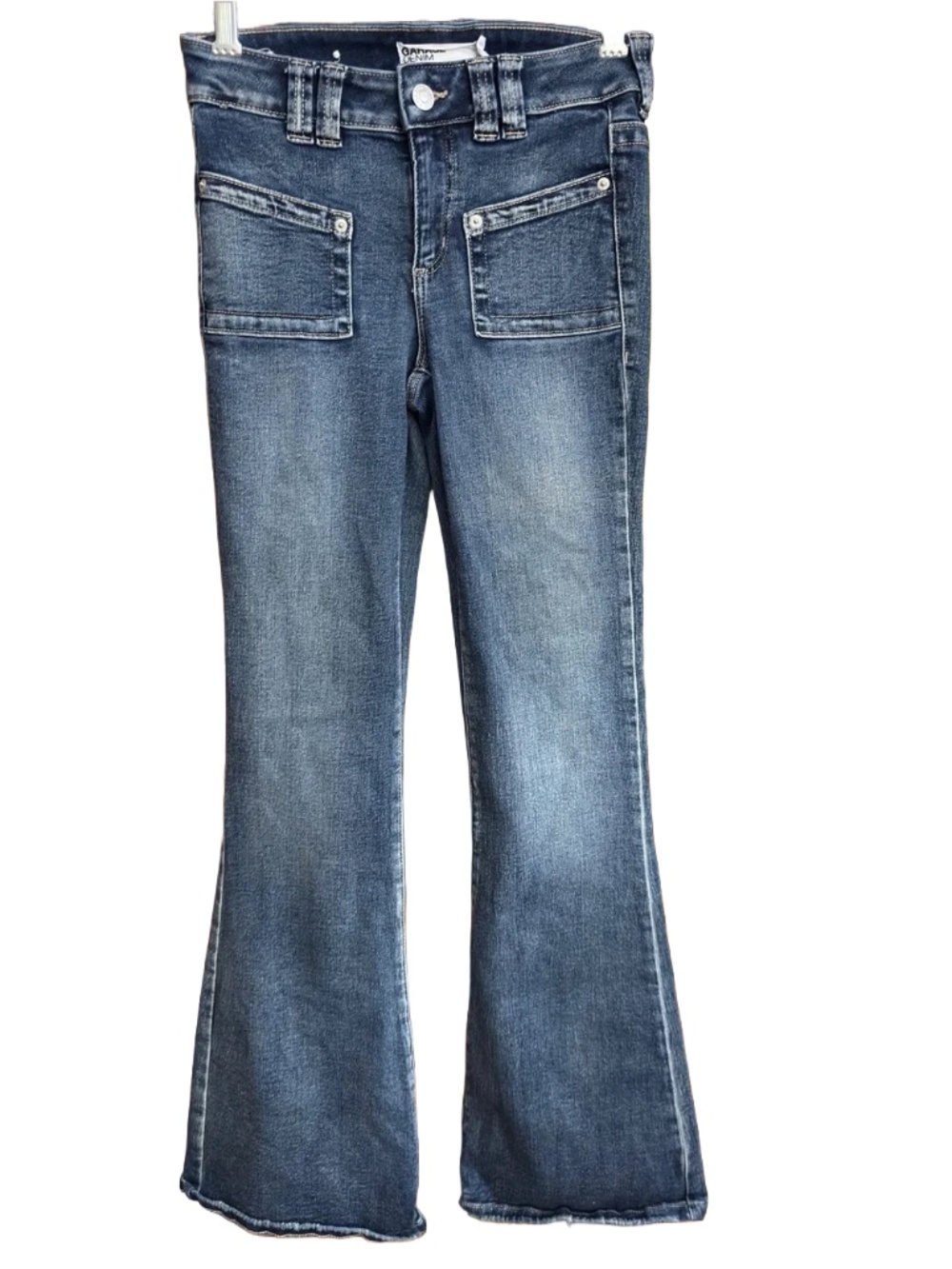 Garage Denim Y2K Low Rise Flare Jeans Patch Pockets Size 26